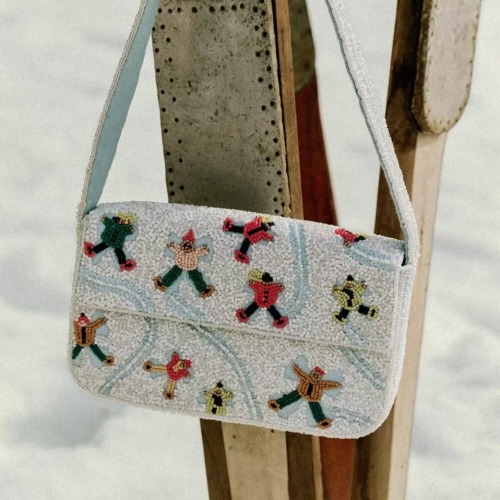 ANTHROPOLOGIE FIONA BEADED BAG WINTER ICON EDITION Snow Angels